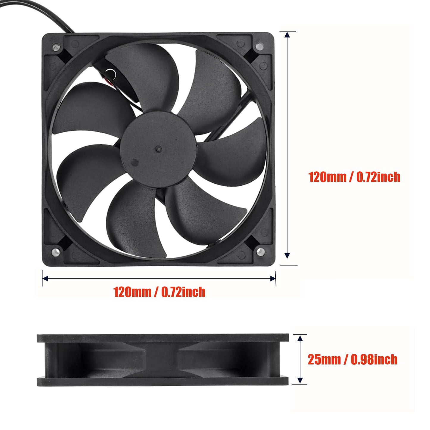 DIANN 2pcs 12025 Computer Fan 5V USB PC Fan 120mm Fan 5V USB Brushless 12025 120x25mm Fan for Cooling PC Computer Case CPU Coolers