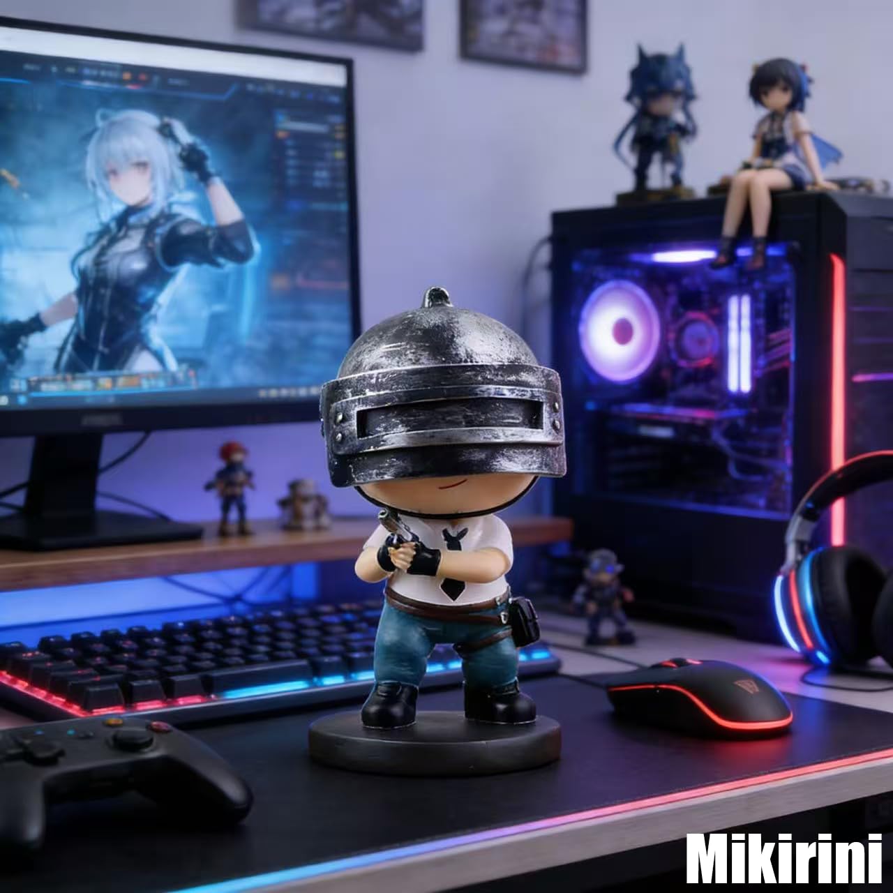 Mikirini Warrior Statue 3.9 Inch Figurine Sculpture Deco L2R2 Mobile Gaming Triggers and Finger Sleeves, Compatible with PUBG/Fortnitee/Call of Duty