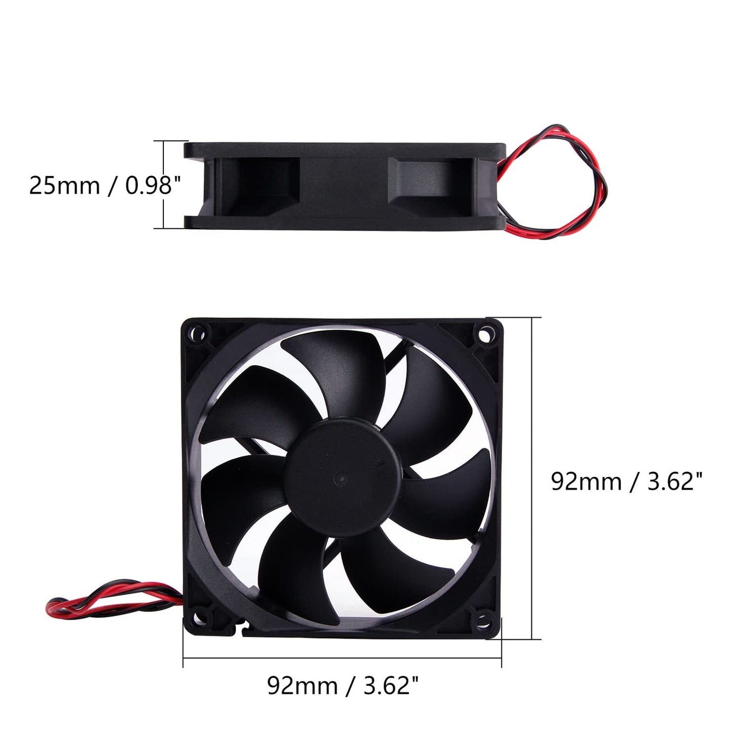 Fielect 12V Brushless DC Cooling Fan 92x92x25mm Mini Cooling Fan Long Life Sleeve Bearing Computer Case Cooling Fan,0.3A 1Pcs