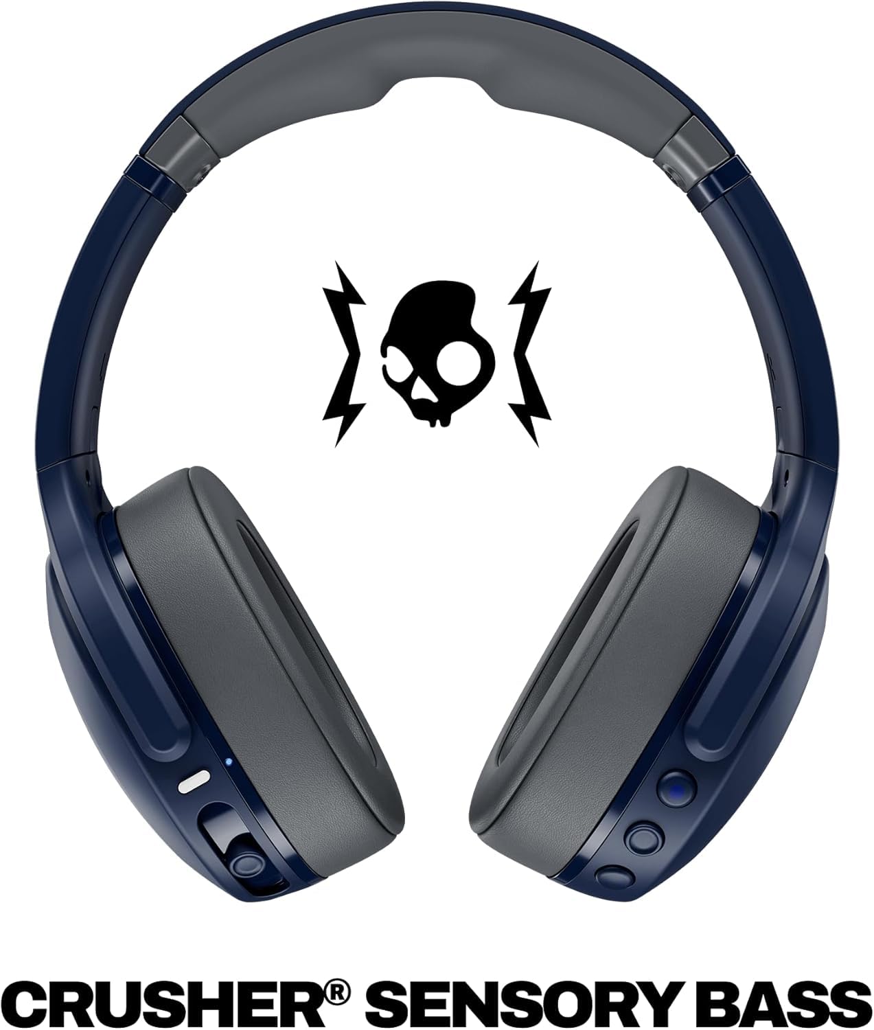 Skullcandy Crusher Evo Wireless Bluetooth Headphones Blue/Grey, Multi-Sensory Bass, 40Hr Wireless, Noise Isolating Over-Ear, Mic for iPhone/Android…