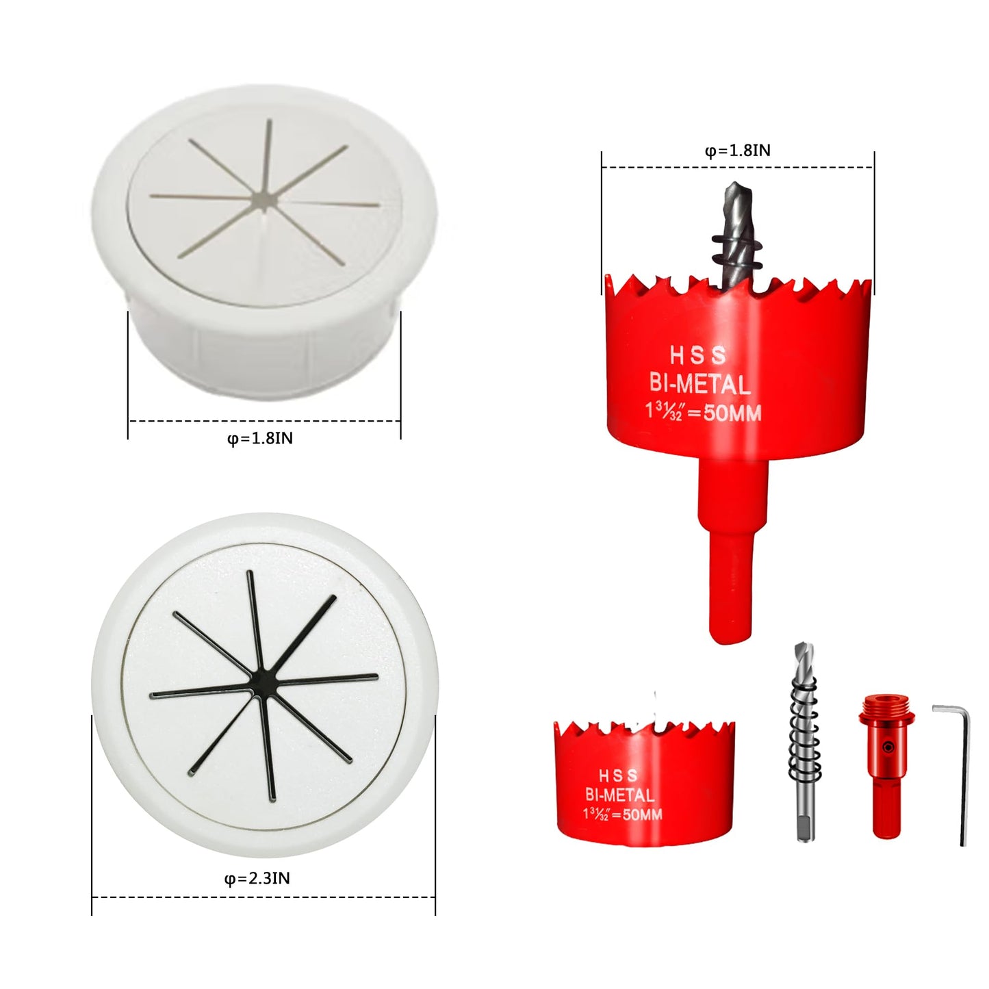 ROOWINTOO TV Cord Hider in Wall Cable Management Kit for TV, Behind Wall TV Wire Kit Cable Hider,Includes 2 Pass-Throughs and Hole Saw Drill