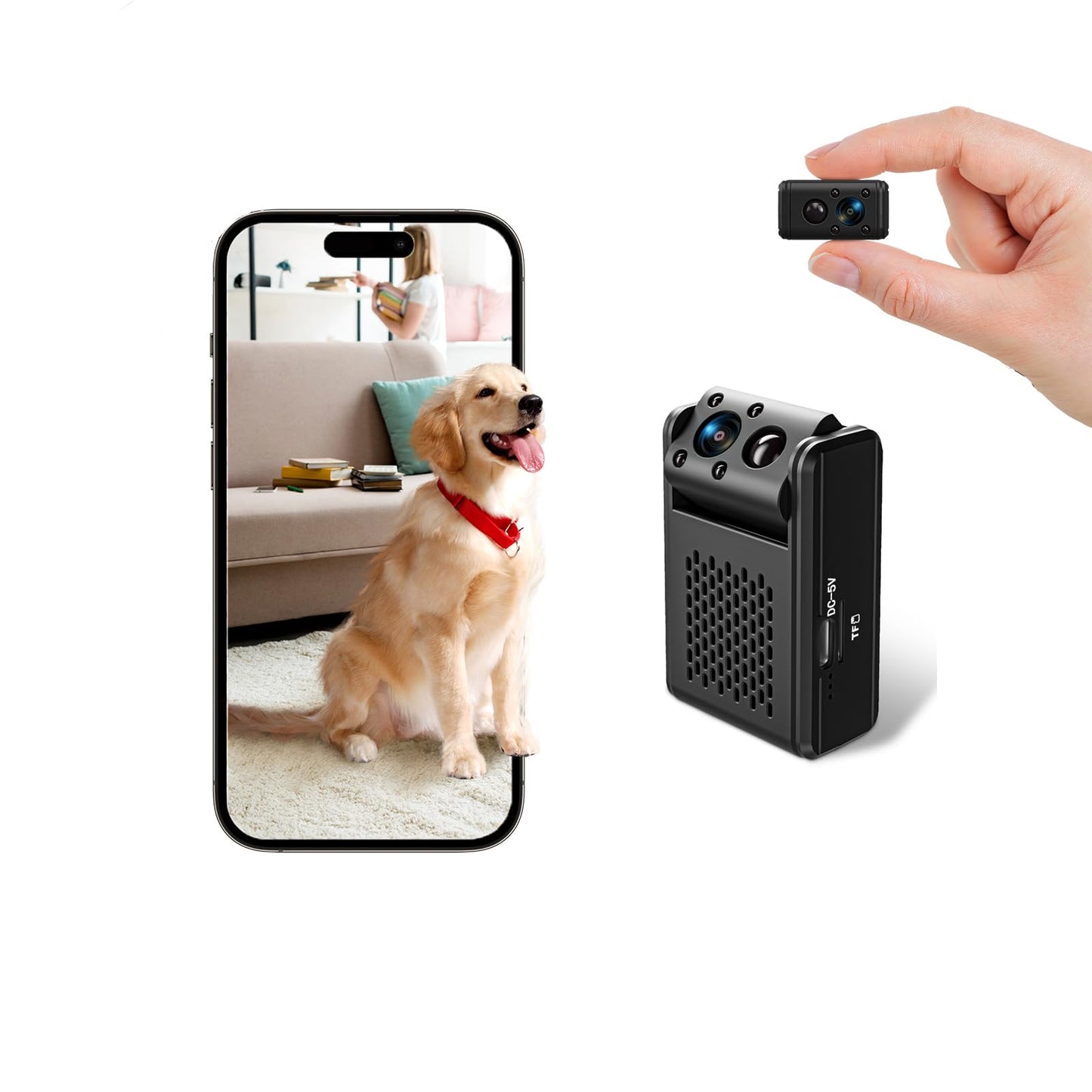 Braload Mini Camera, Nanny Cam for Home | Free Cloud & SD Storage, Works with/Without WiFi for Baby/Pet/Nanny Monitoring (Black)