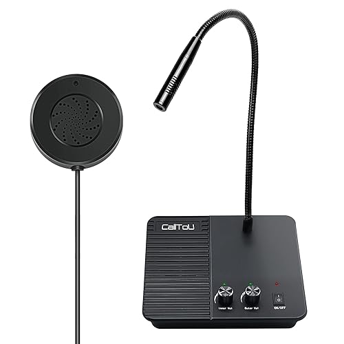 CallToU Window Speaker Intercom System Intercoms 2 Way Anti-Interference Intercommunication Microphone Counter Intercoms for Business, Bank, Office