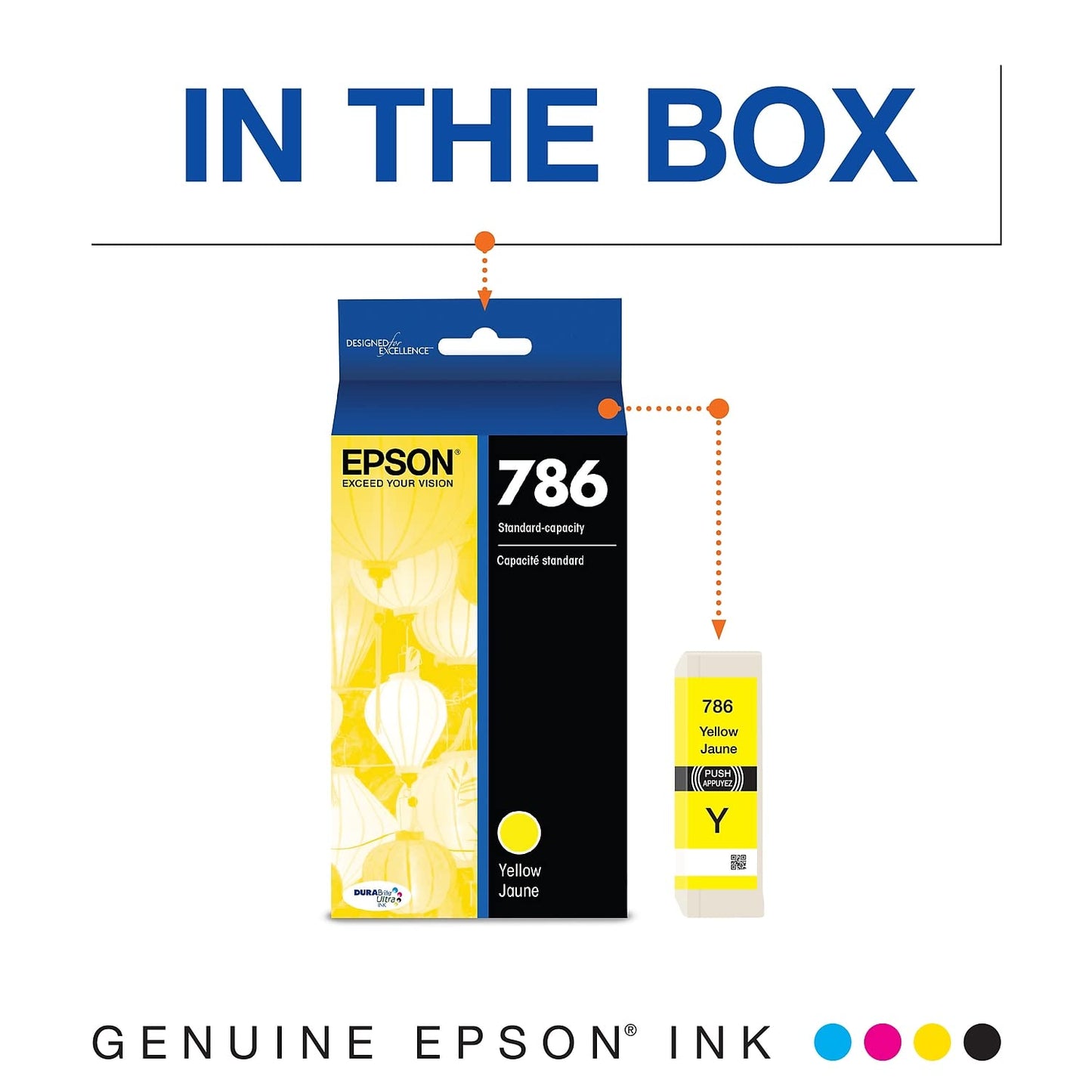 Epson 786 DURABrite Ultra Ink Standard Capacity Yellow Cartridge (T786420) Works with Workforce WF-5110, WF-5190, WF-5620, WF-5690