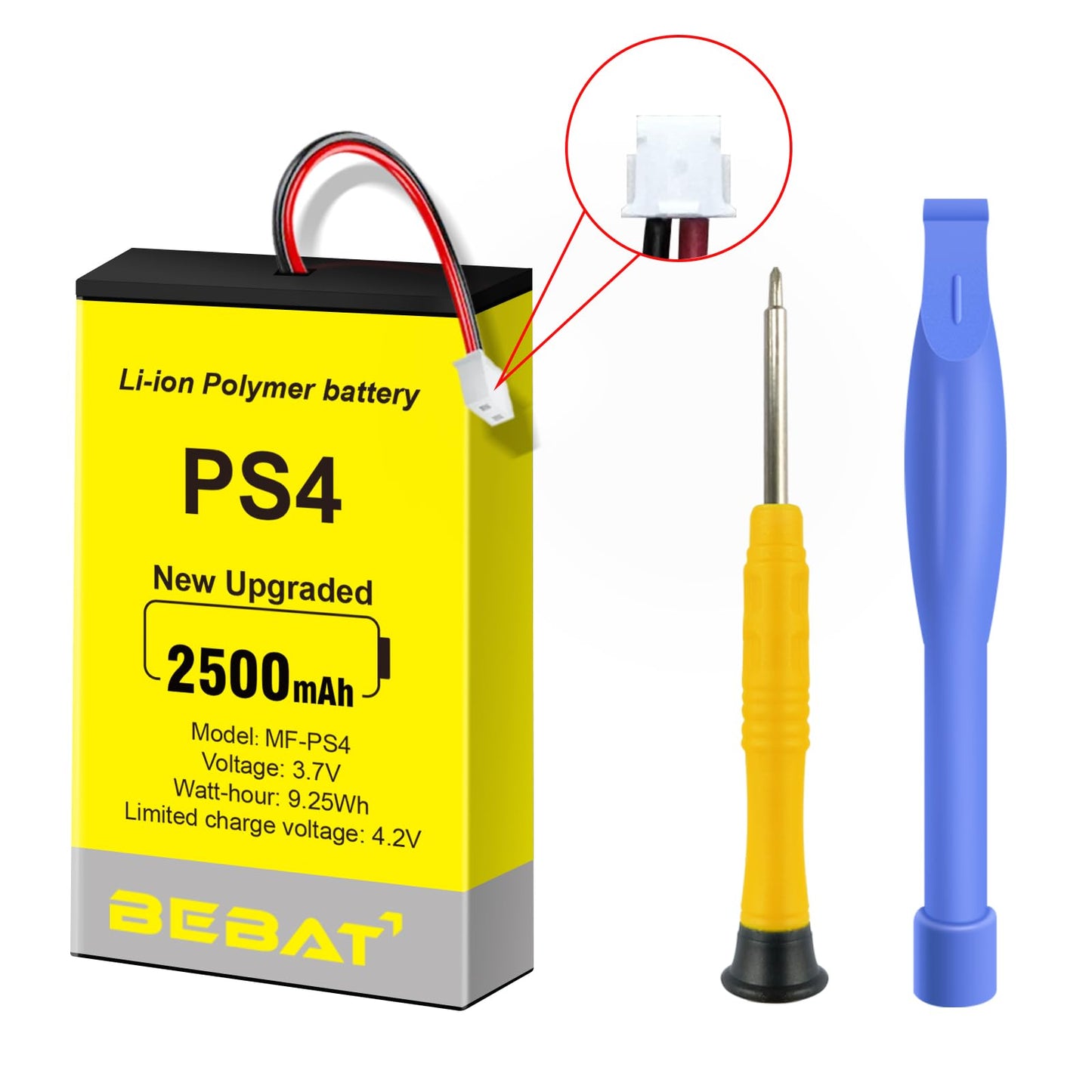 BEBAT 2pcs PS4 Controller Battery,2500mAh Replacement for PS4 Pro Slim Controller 2016 (or Newer) CUH-ZCT2 or CUH-ZCT2U with Tool Kits,NOT Compatible