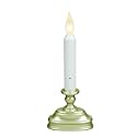 Battery Operated LED Flameless Window Candle Pewter/Silver Finish with Dusk to Dawn Sensor and White Flame