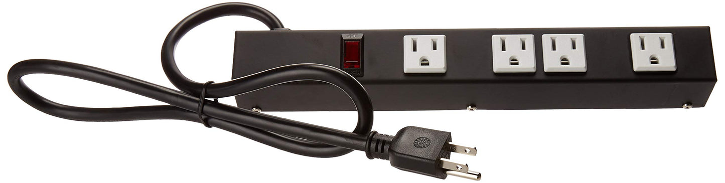 Opentron OT1043 Heavy Duty Metal Power Strip Surge Protector with Mounting Parts 4 outlets 3 Feet Power Cord