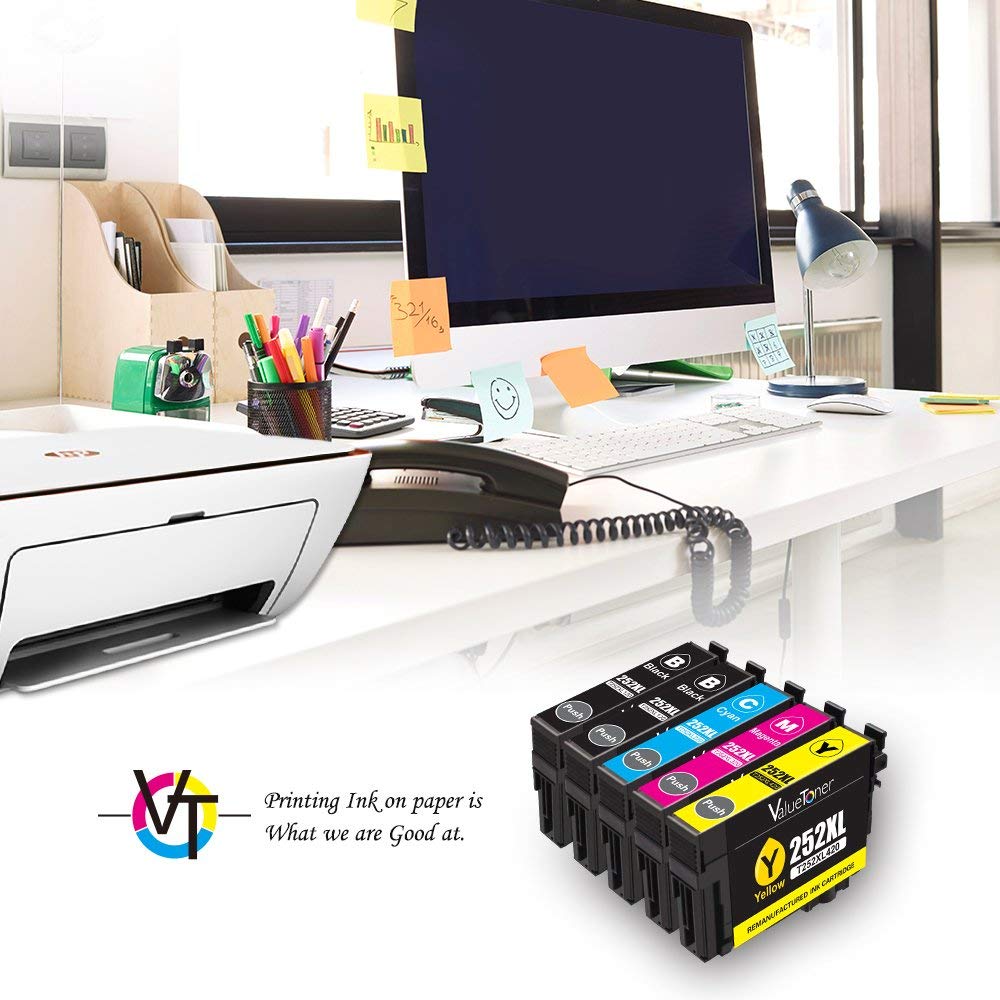 Valuetoner Remanufactured Ink Cartridges Replacement for Epson 252 252XL to use with Workforce WF-7710 WF-7720 WF-3620 WF-3640 WF-7210 WF-7610 WF-7620