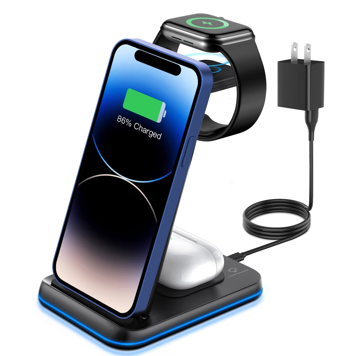 ZUBARR Foldable Wireless Charger for Multiple Devices 3 in 1 Wireless Charging Station for Travel, Compatible with iPhone 17 16e 16 15 14 13 12 11