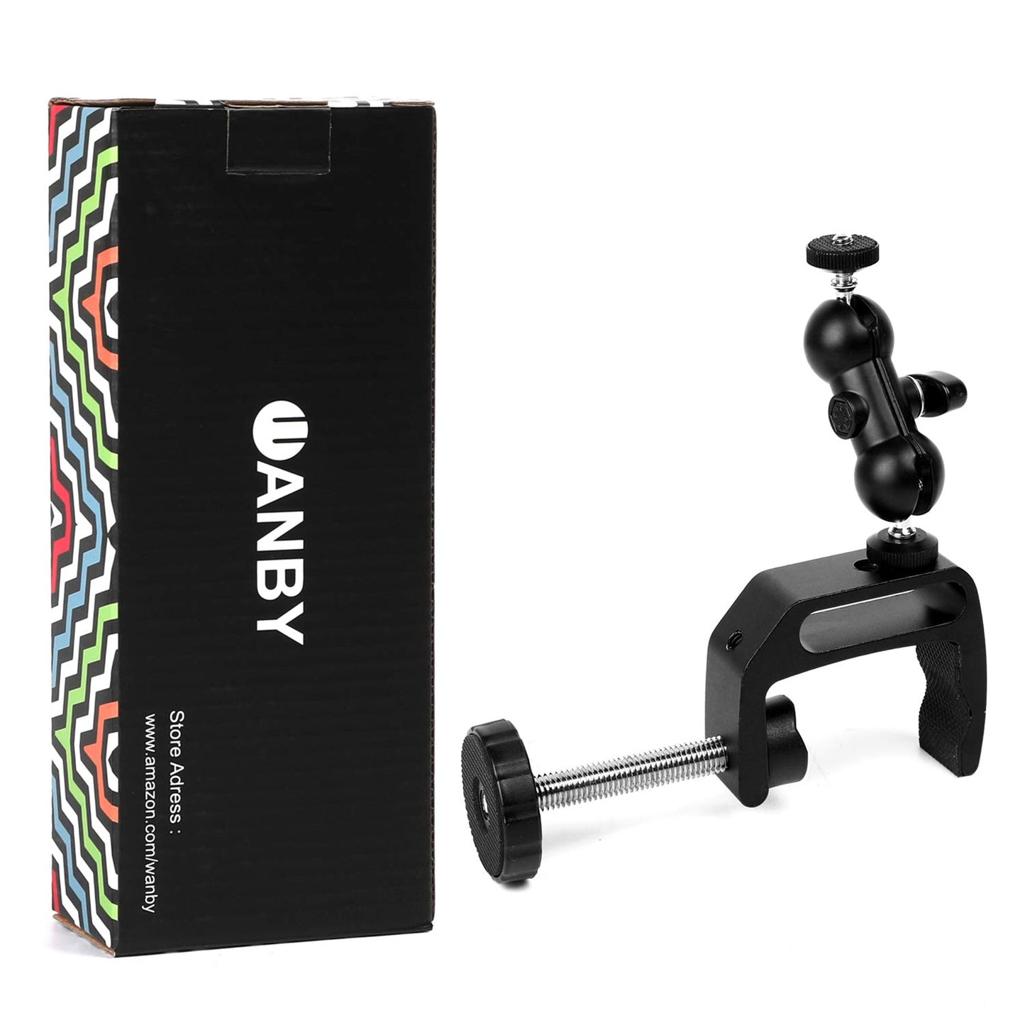 WANBY Camera Clamp Mount Double Ballhead Table Magic Arm Monitor Desk Mount Bracket with Super Clamp with 1/4" and 3/8" Thread for DSLR Camera Rig