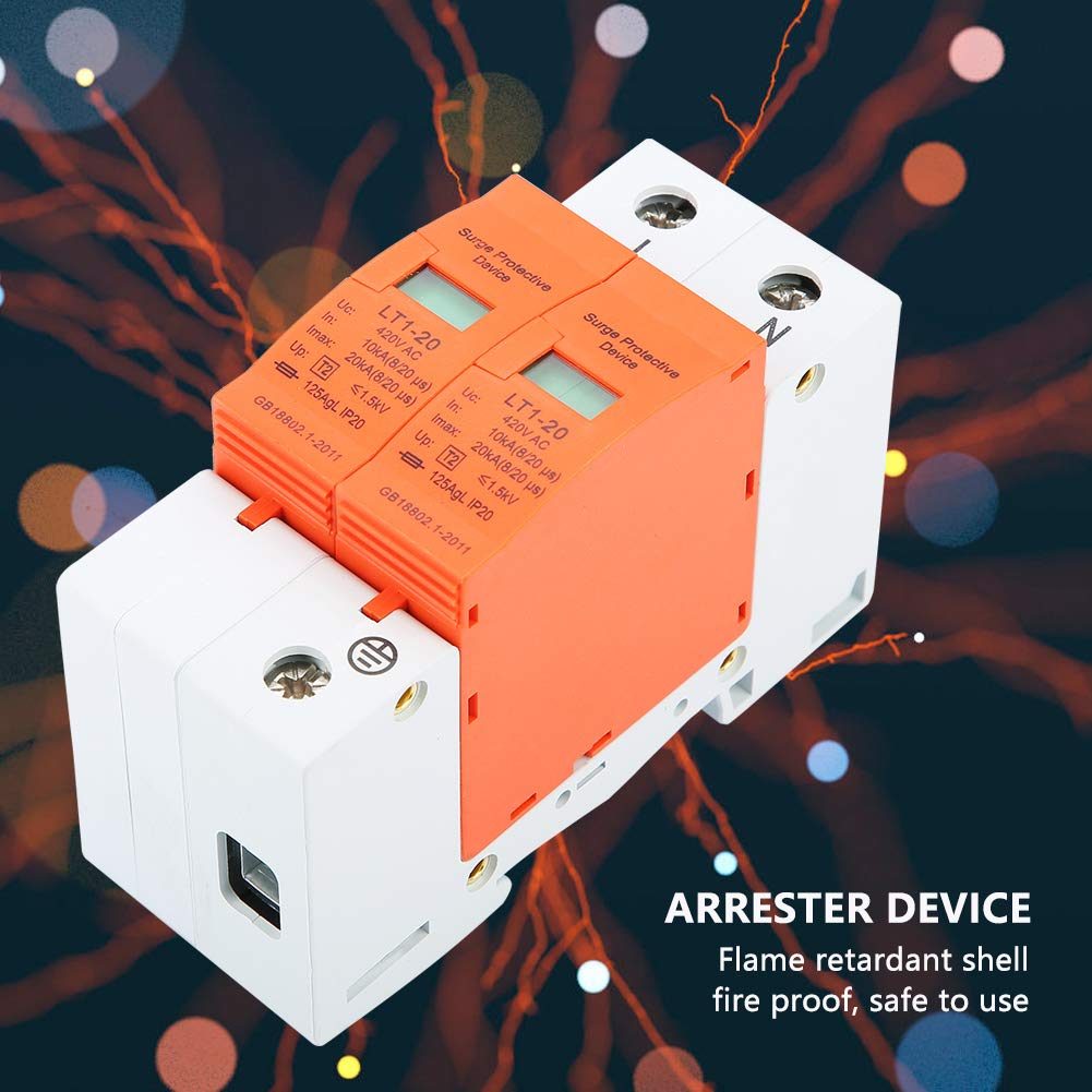 2 Pole 1 Piece Device DIN Rail Mount Protector Low Voltage Device 10-20KA 420V Electronic