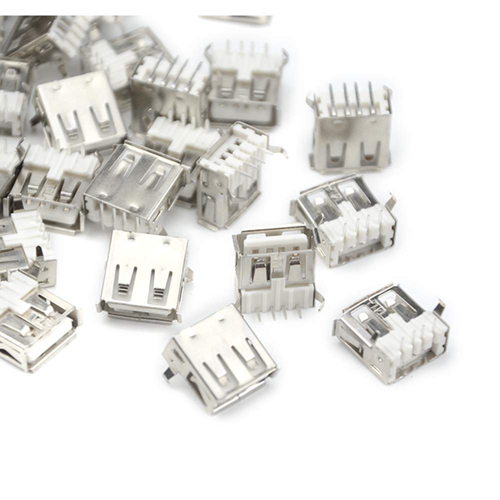 XINGYHENG 100Pcs USB Standard Port Female Solder Right Angle 4Pin Plug Soldering Jacks Connector