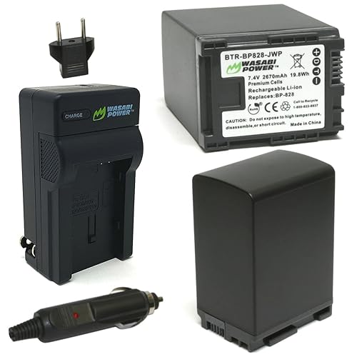 Wasabi Power Battery (2-Pack) and Charger for Canon BP-828 and Canon VIXIA HF G30, XA20, XA25