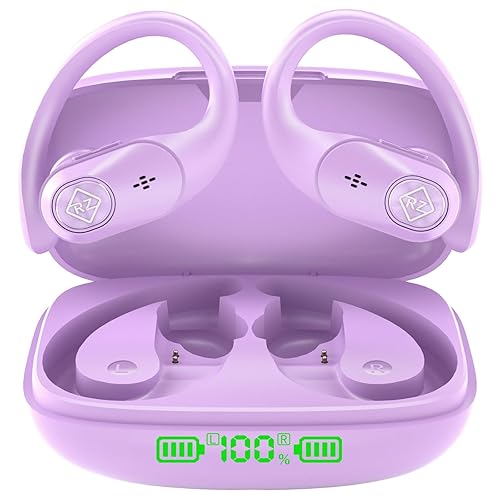 Wireless Earbuds Bluetooth Headphones Wireless Charging Case LED Display 40H Playtime Built in Mic Over Ear buds Waterproof Earphones with Earhooks…