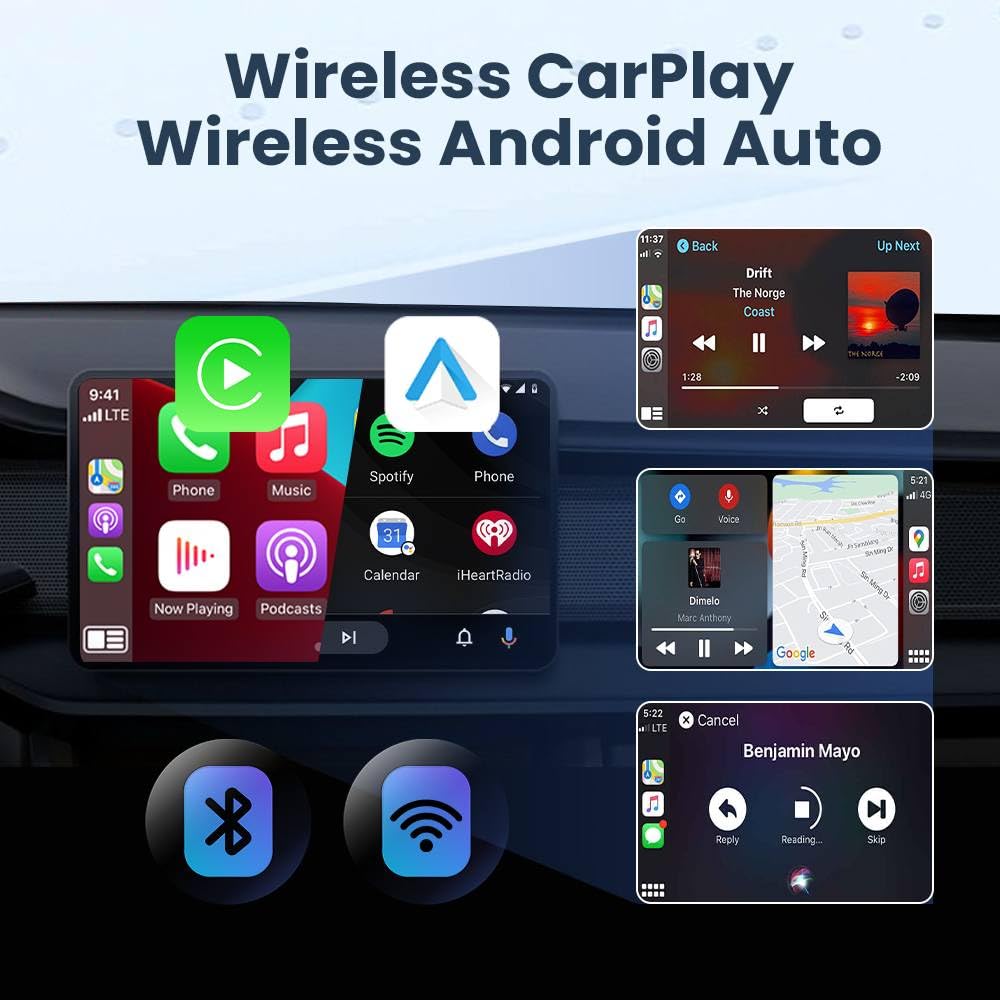 CarProKit Wireless CarPlay Adapter 2026 Upgrade 2IN1 CarPlay Android Auto Mini USB Dongle, Turns Factory Wired to Wierelss, Plug and Play, No Delay