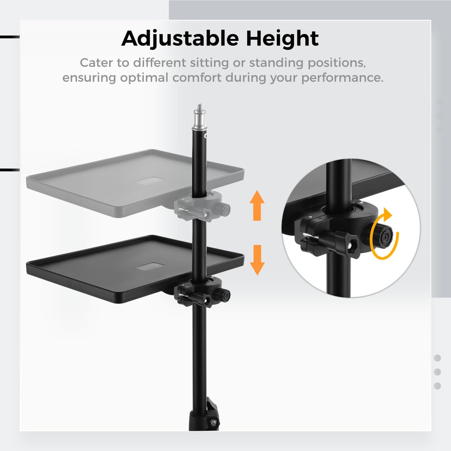 Microphone Stand Tray, Universal Clamp-On Rack Tray, Mic Stand Holder with Strong Load Capacity, Microphone Stand Shelf for Live Streaming Recording