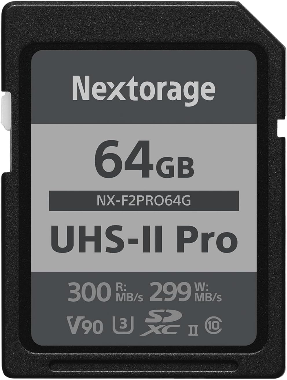 Nextorage 64GB SDXC UHS-II V90 Japanese Brand pSLC Max. Write Speed 299MB/s Max. Read Speed 300MB/s 4K Recording NX-F2PRO64G SD Card Memory for Camera