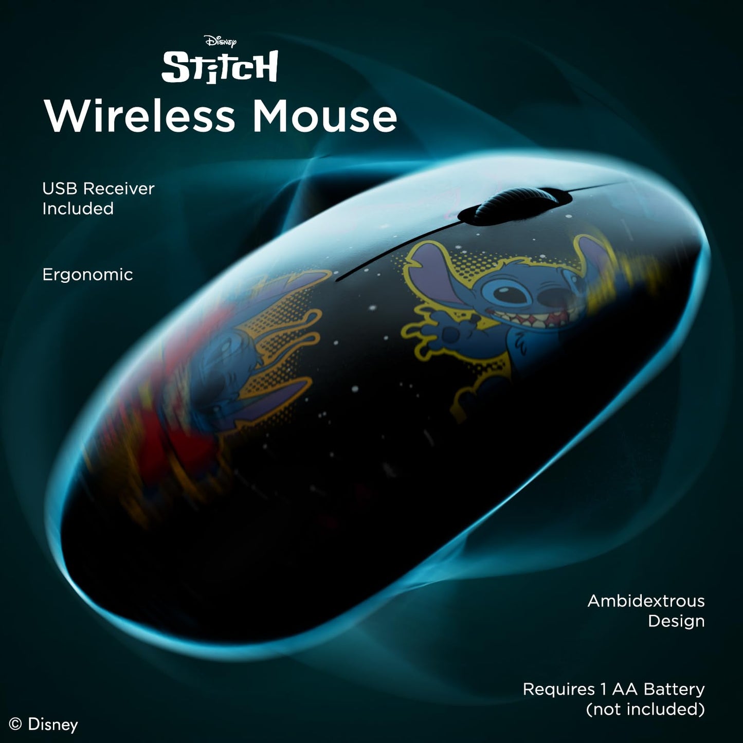 iJoy Disney Lilo and Stitch Wireless Mouse, Bluetooth Ergonomic Mouse Computer Accessories for Laptop Computer or Mini PC and Stitch Gifts for Women