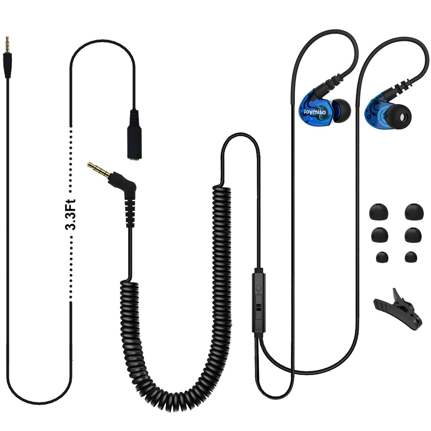 Joymiso 16Ft Extra Long Cord Earbuds Headphones for TV PC Laptop with Mic, Volume Control, Spring Coil Wire & Extension Cable, 3.5mm Wired Over Ear…