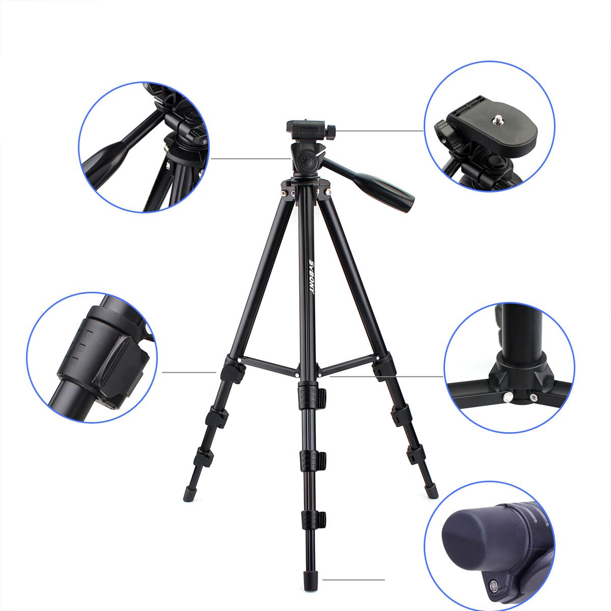 SVBONY SV101 Spotting Scope Tripod 54 inches Travel Tripod Digital SLR Camera Video Spotting Scope Aluminum Alloy Portable Anti-Skid Tripod