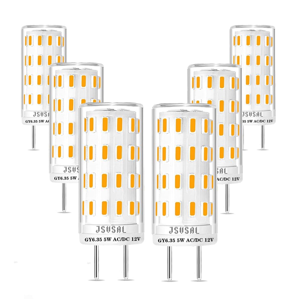 JSVSAL GY6.35 LED Bulb Dimmable,5W,12V Natural White 4000K,6-Pack