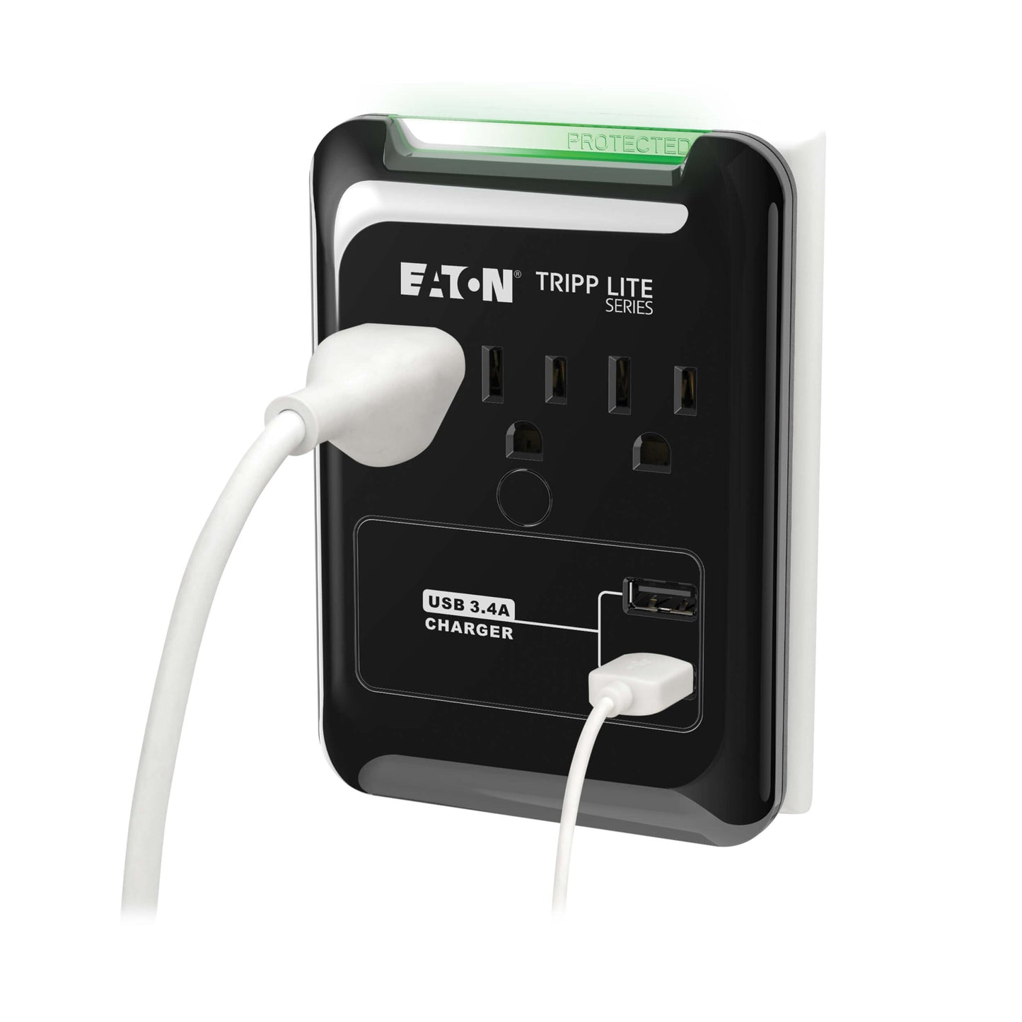 Eaton Tripp Lite Series SK30USB 3 Outlet Extender Surge Protector Power Strip with 2 USB Charging Ports, 540 Joules, Portable Travel Multi Plug Wall