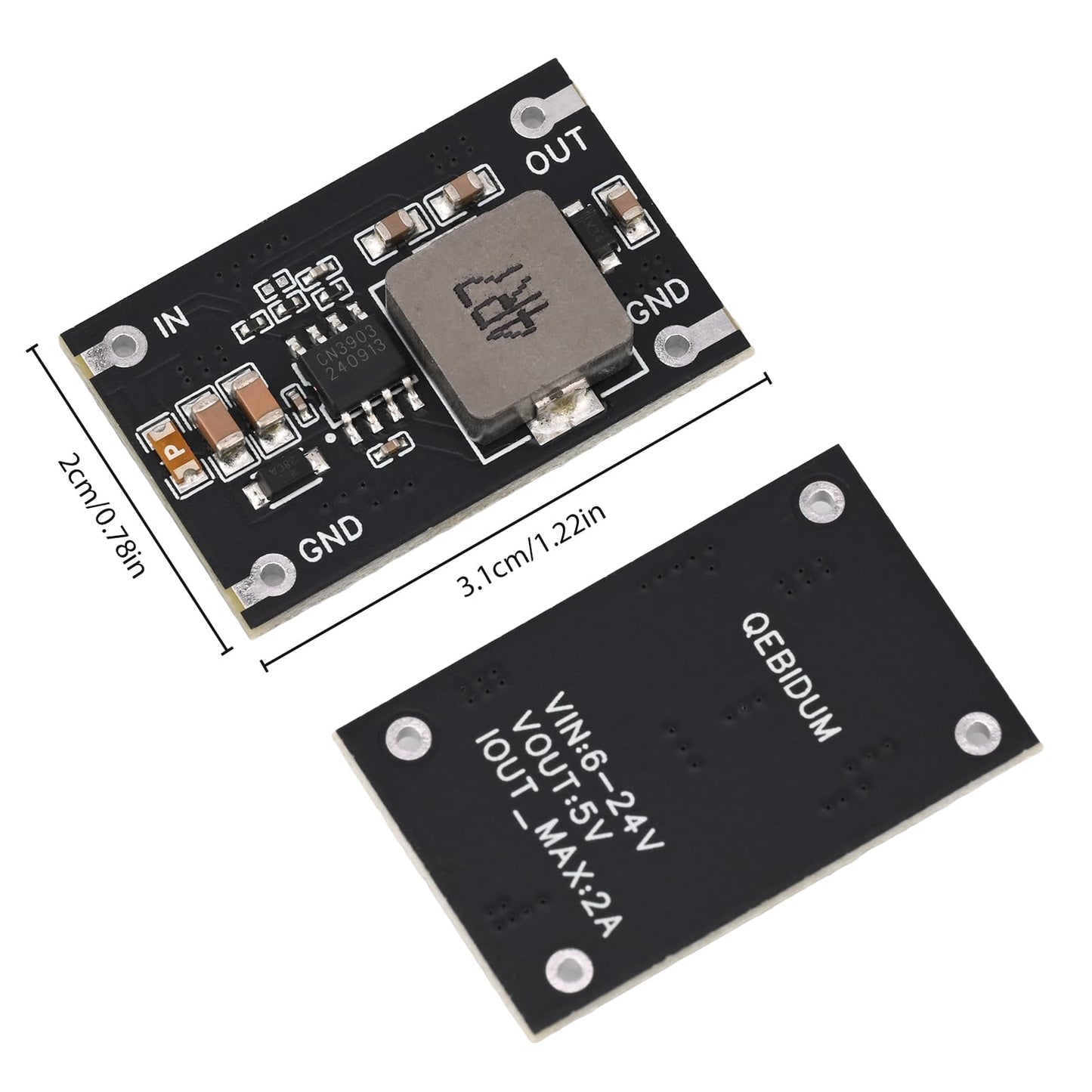 QEBIDUM 9pcs Mini Buck Converter, DC to DC Circuit Board Input 6-24V to 5V 2A 10W Output Adjustable Voltage Regulator Reducer Electronic Step-Down…