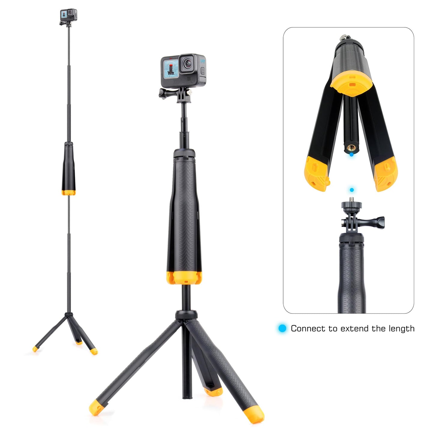 GEPULY Floating Hand Grip Underwater Waterproof Selfie Stick for GoPro Hero 13 12 11 10 9 8 7 6 5 4 3,Floating Tripod, Hand Grip,Selfie Stick