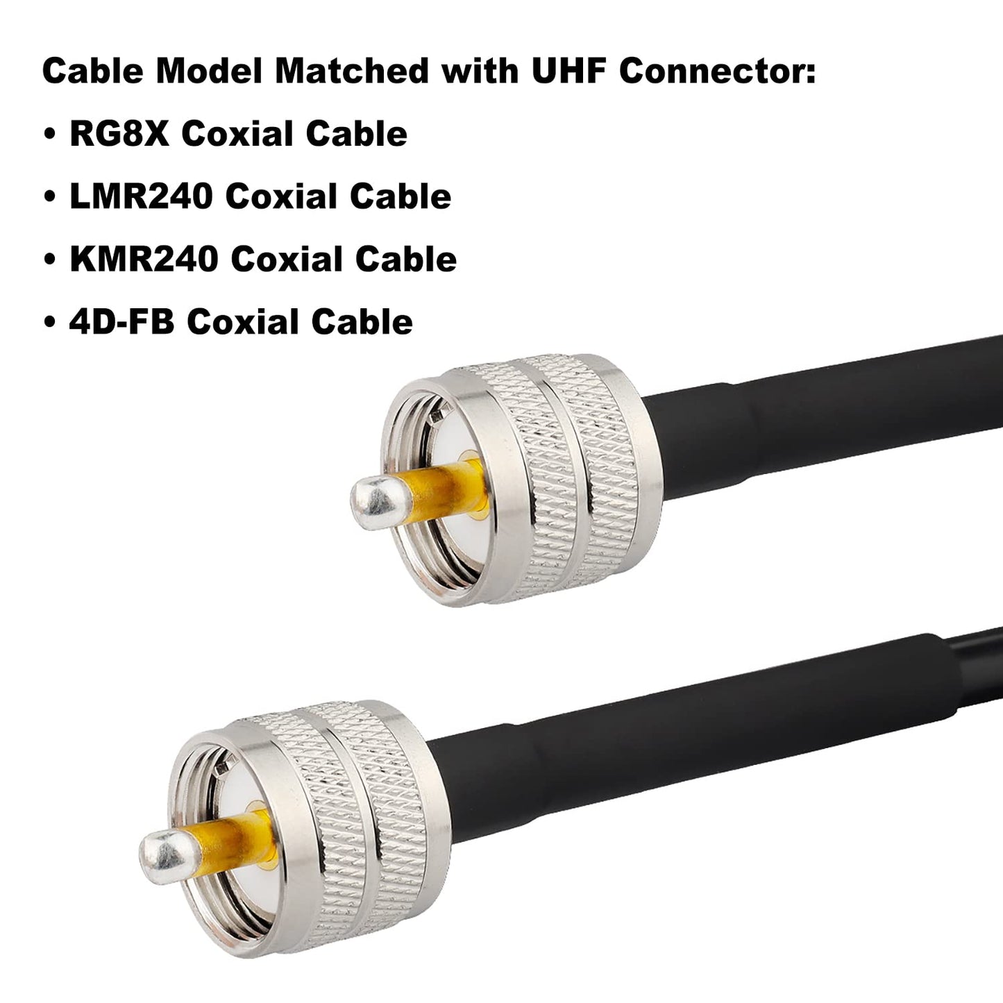 MOOKEERF PL259 Male Crimp Connector, UHF SO239 Crimp Coax Connector for RG8X/ LMR240/ 4D-FB/ CNT240/ RG8 Mini Coaxial Cable(Pack of 5)