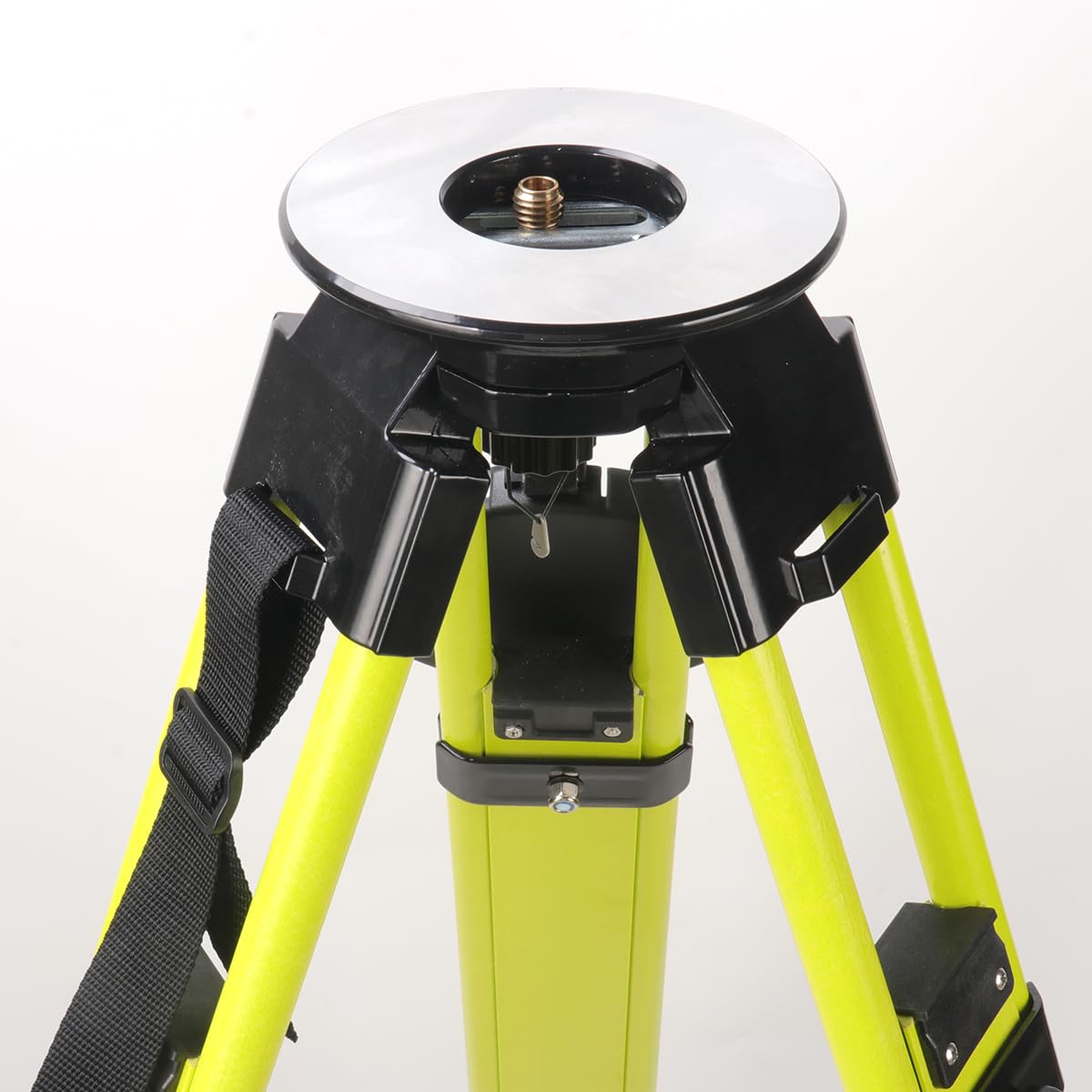 Fiberglass Surveying Tripod, Heavy Duty Yellow Fiberglass and Wood Tripod with Dual Clamp and Copper Center Screw for Robotic Total Stations