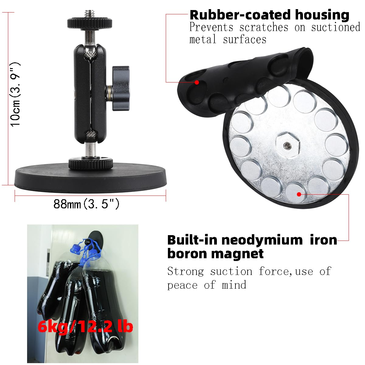 Leenconghui Magnetic Camera Mount with Magic Arm Compatible with DJI Osmo Pocket 3,Insta360 One X4 X3 X2 Go3, Heavy-Duty Magnet Base Stand