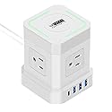 Uncaged Ergonomics Wireless Cube Charger & Power Strip with USB Ports, Surge Protection, 10ft Extension Cord with Wireless Charger, 4 AC Plugs & 3 USB