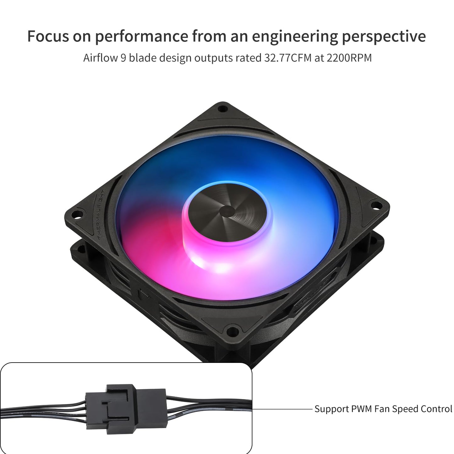 Thermalright TL-P9-S CPU Fan ARGB,PC Case Fan Quiet 4PIN PWM Computer Fan, 9225 Specifications Silent Cooler Fan, 2200RPM Speed, Desktop CPU Cooling