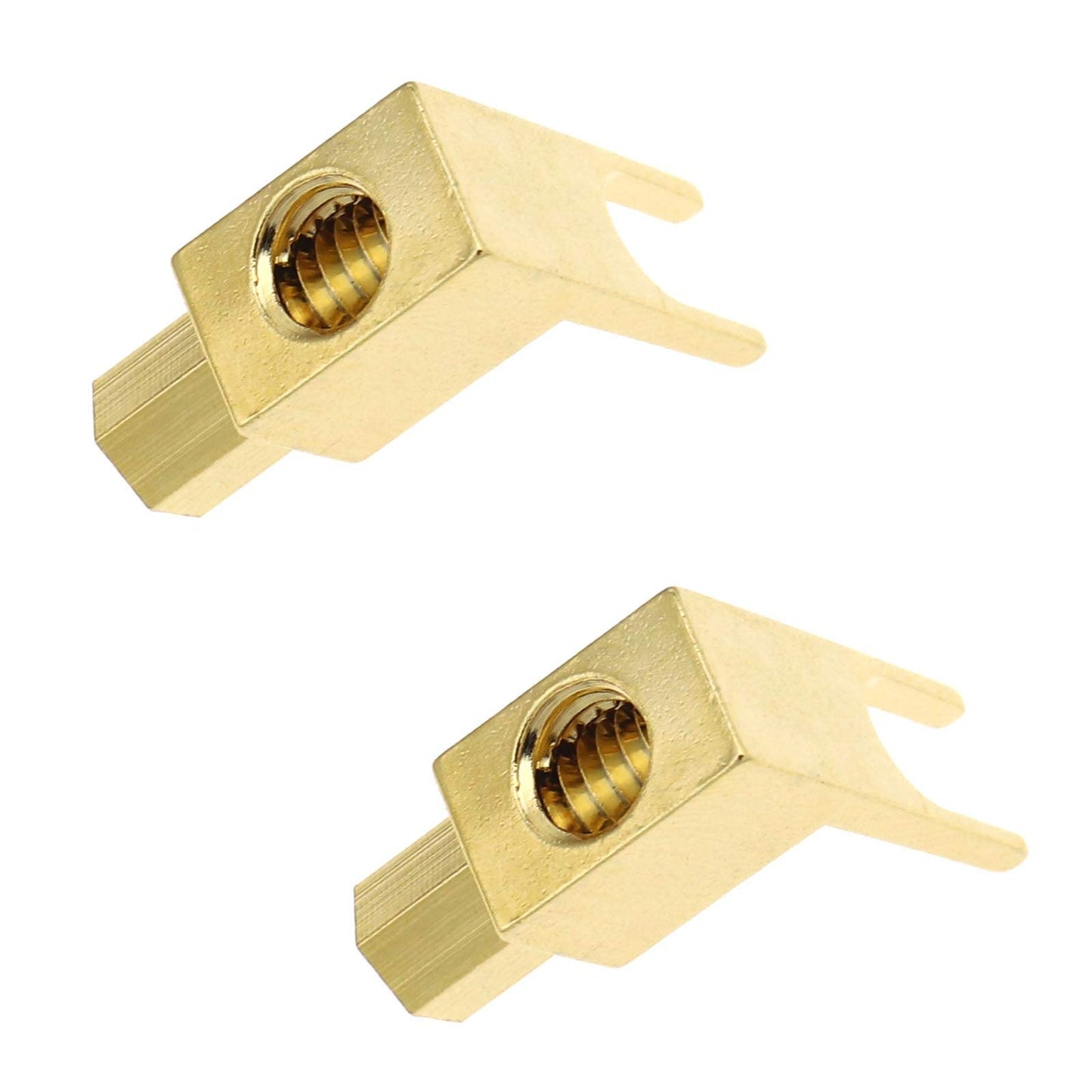 Create idea 4pcs Brass Gold Plating Banana to Spade Adapter Connector 2 Screw-in Angles for Audio Cables Adapters