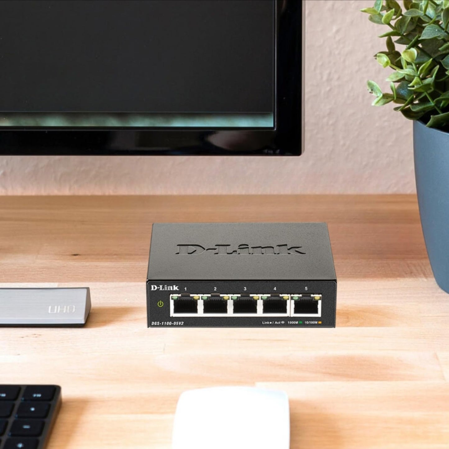 D-Link 5-Port Gigabit Smart Managed Ethernet Switch, L2, VLANs, QoS, IGMP Snooping, LAG, Web UI, Sturdy Metal with Shielded Ports, Desktop, Fanless