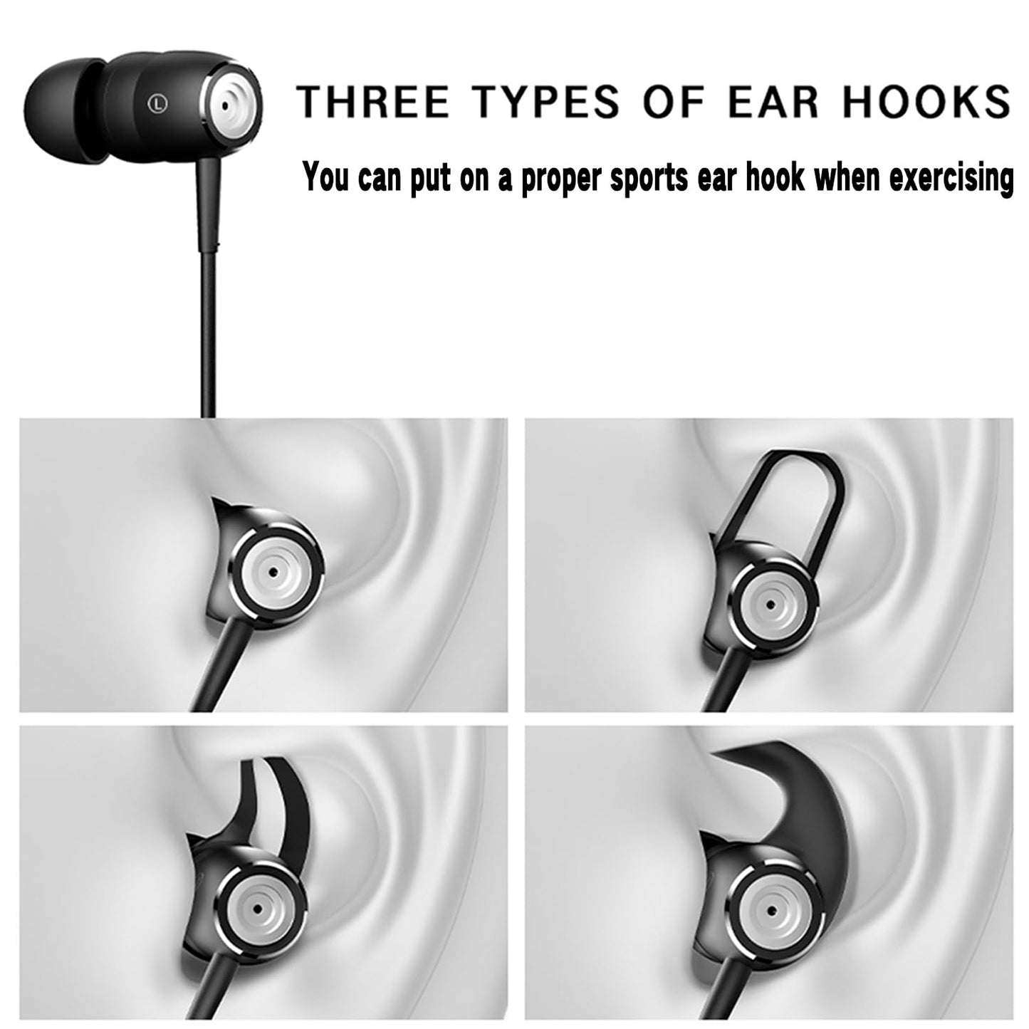 USB C ENC in Ear Headphones with Mic Calls Noise-Canceling Wired Earbuds with Dynamic Bass,(Ear Hooks can be Attached) DAC USB Type C Earphones…