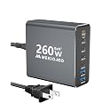 Aluminum Alloy 260W USB C Charger GaN Fast USB C Charging Station 7 Ports 65W Laptop Charger for MacBook Pro/Air/iPad Pro/iPhone (Gray)