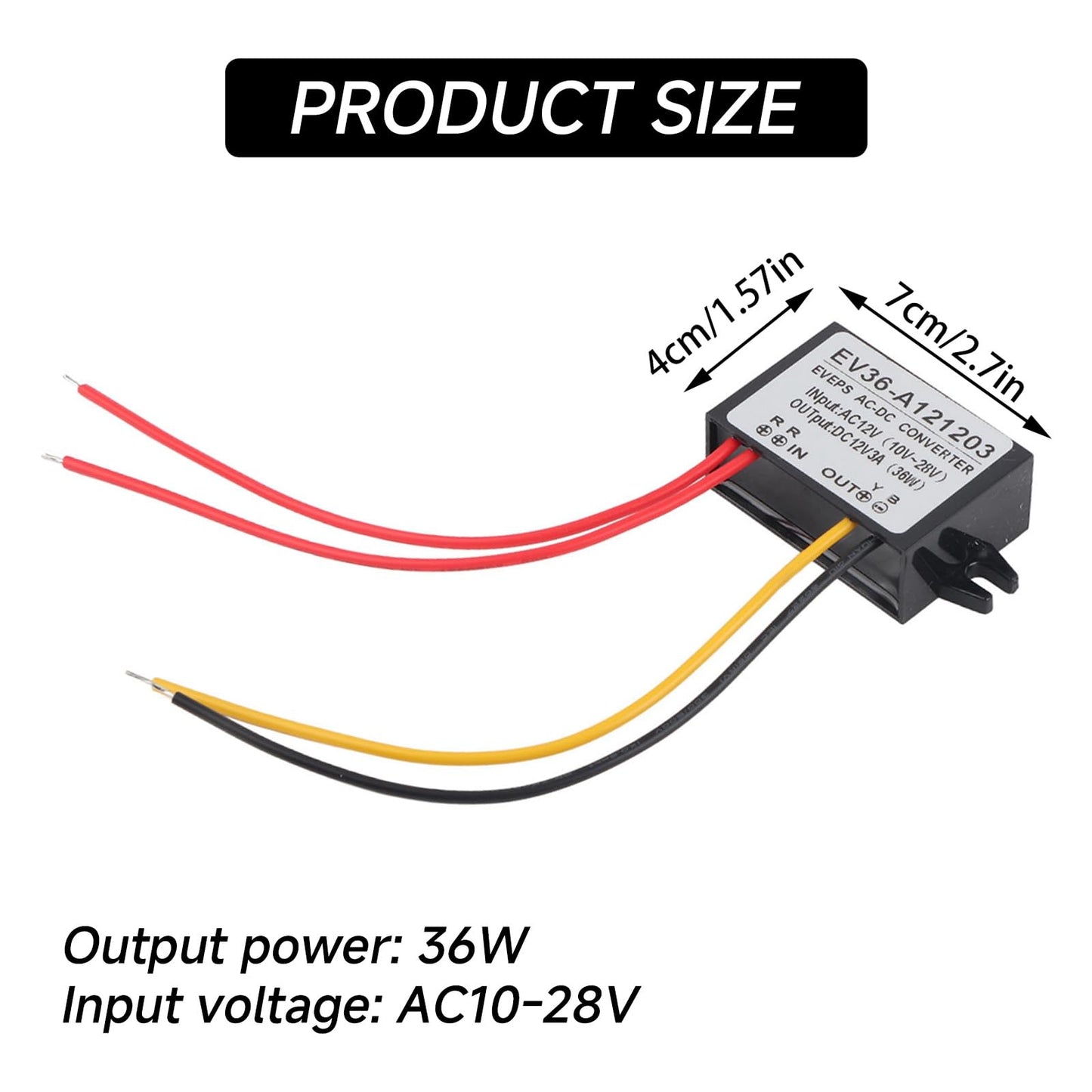 Kodrily 3A Step Down Converter Power Converter, IP67 AC 10-28V to DC 12V Power Module, AC to DC Rectifier, Integrated SMD AC-DC Step Down Power…