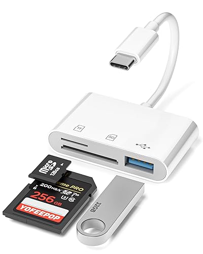 YOFEEPOP SD Card Reader, USB 3.0 Type C Memory Card Adapter, SD/TF Card Reader with USB 3 Port, SD Card Reader Compatible with iPhone 17/16/15