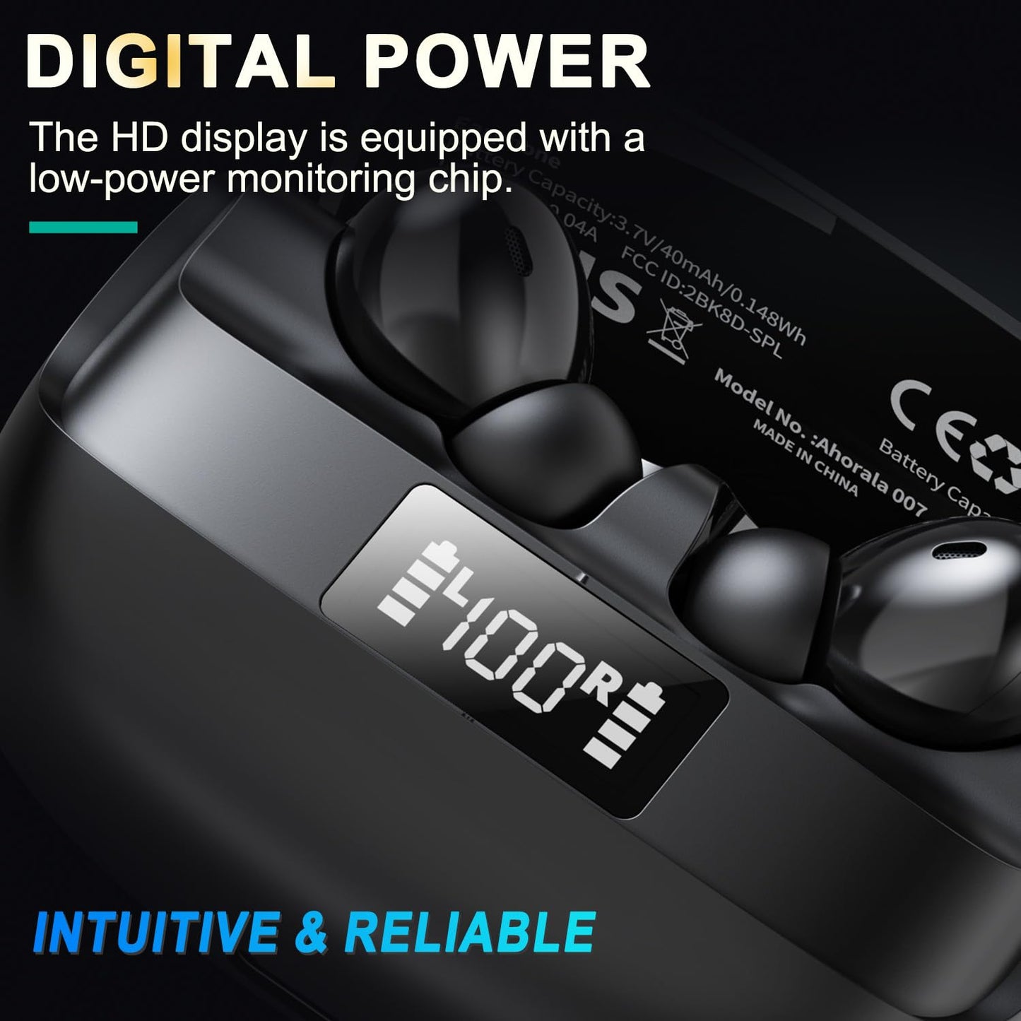 AHORALA Wireless Noise Canceling Earbuds?Bluetooth 5.4 Earbuds,Big Bass Stereo Sound?4 Mic ENC AI Clear Calls.40H Playtime LED Display?IPX5 Waterproof