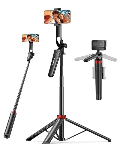 Aureday 72" Phone Tripod and Selfie Stick, Cell Phone Tripod Stand with Wireless Remote & Extendable Phone Mount for Travel/Selfie/Recording/Vlogging