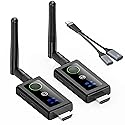 KCEVE Wireless HDMI Transmitter and Receiver 200M/660FT, 5G / 4K Decoding Wireless HDMI Extender Kit with KVM Function USB Mouse/Keyboard Port and 2