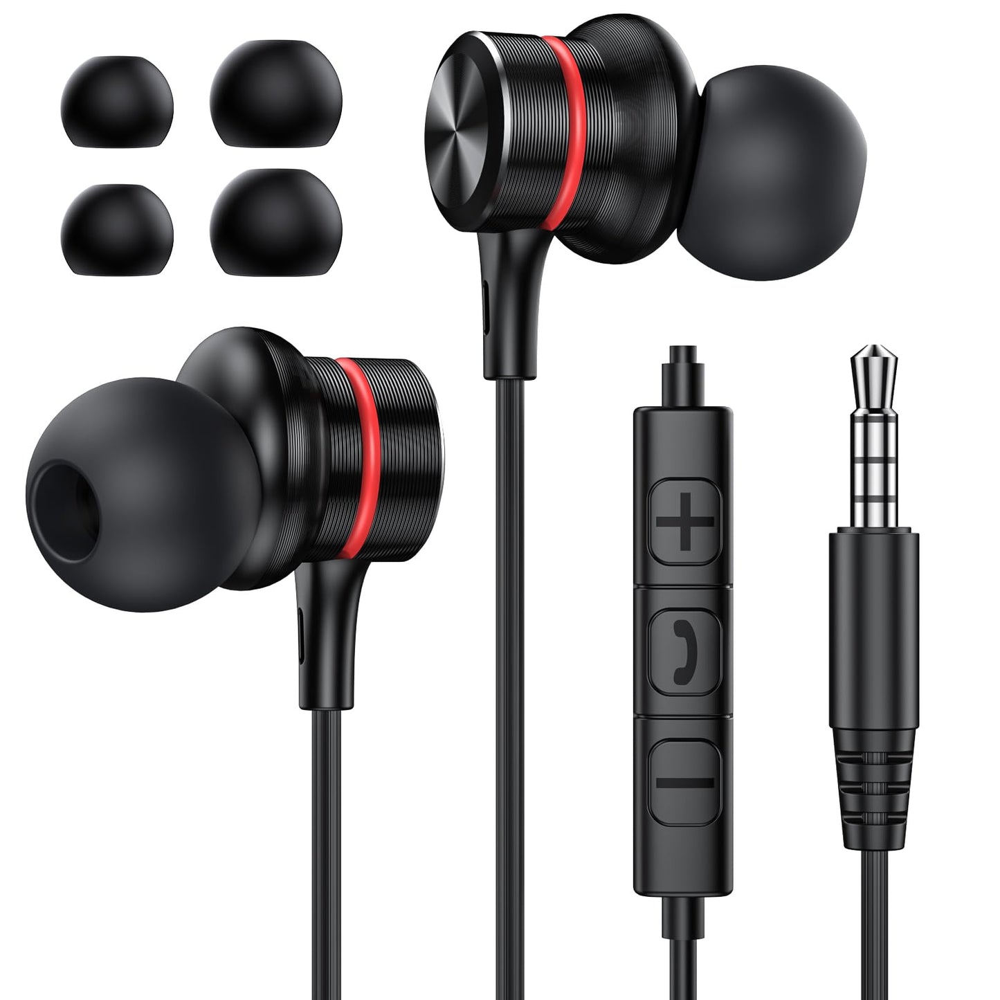 MOSWAG Wired Earbuds with Microphone, 3.5mm in-Ear Headphones with Noise Isolating Fit & Clear Sound, Comfortable Ergonomic Earpieces for Phone…