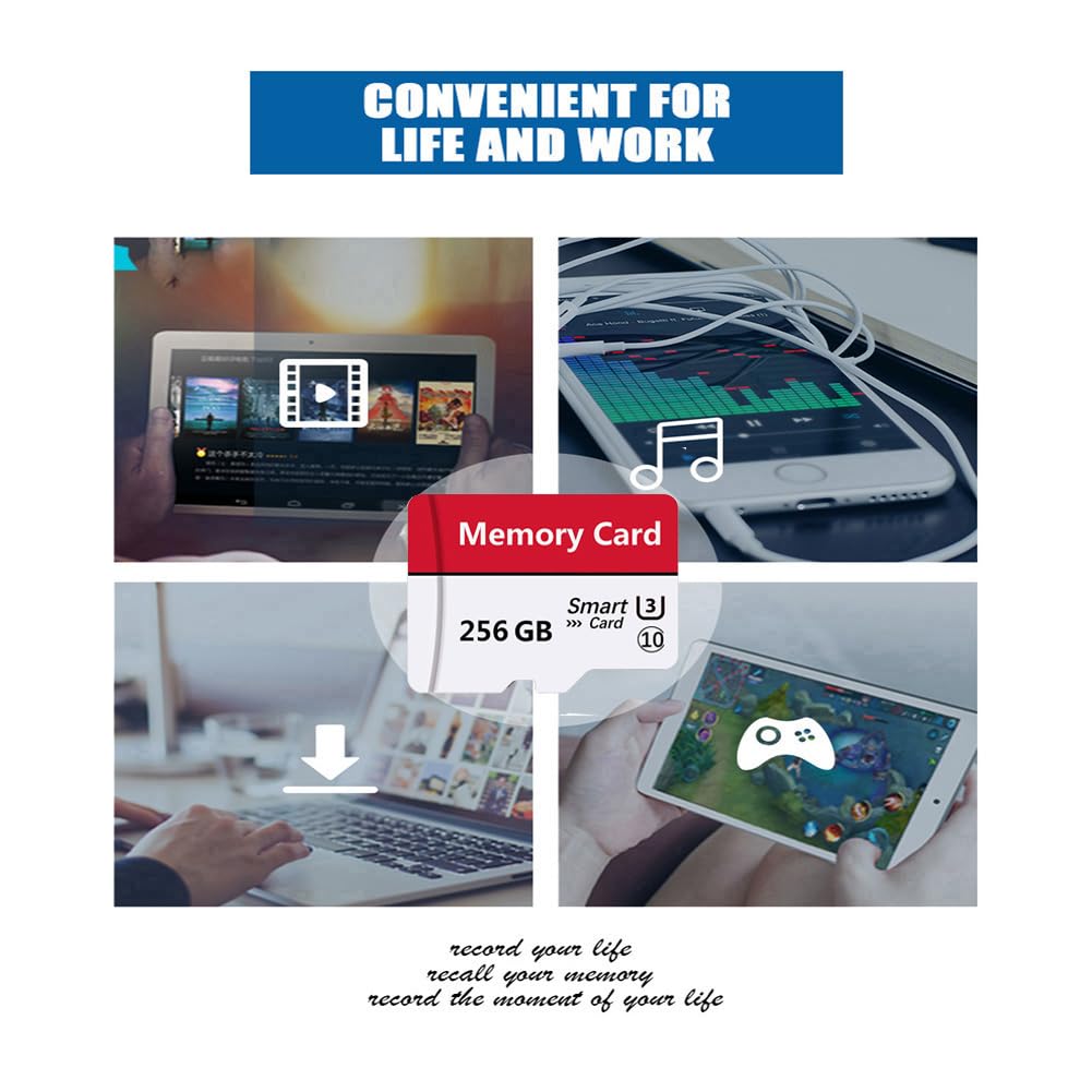 Memory Card 256GB Mini TF Card Ultra High Speed Smart Card for Android Phones,Action Camera,Tablets Expanded Storage