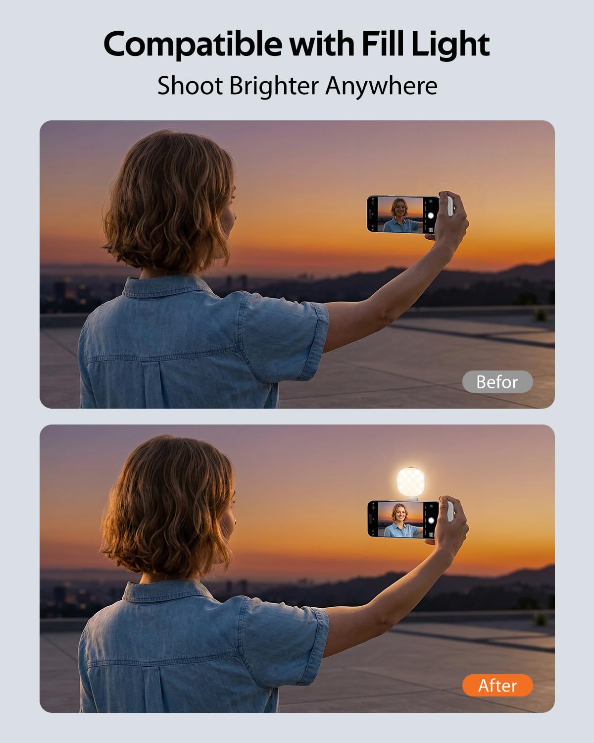 Magnetic Phone Camera Grip, Phone Selfie Grip + Selfie Light for iPhone & Android with Wireless Shutter Button, Creator Kit
