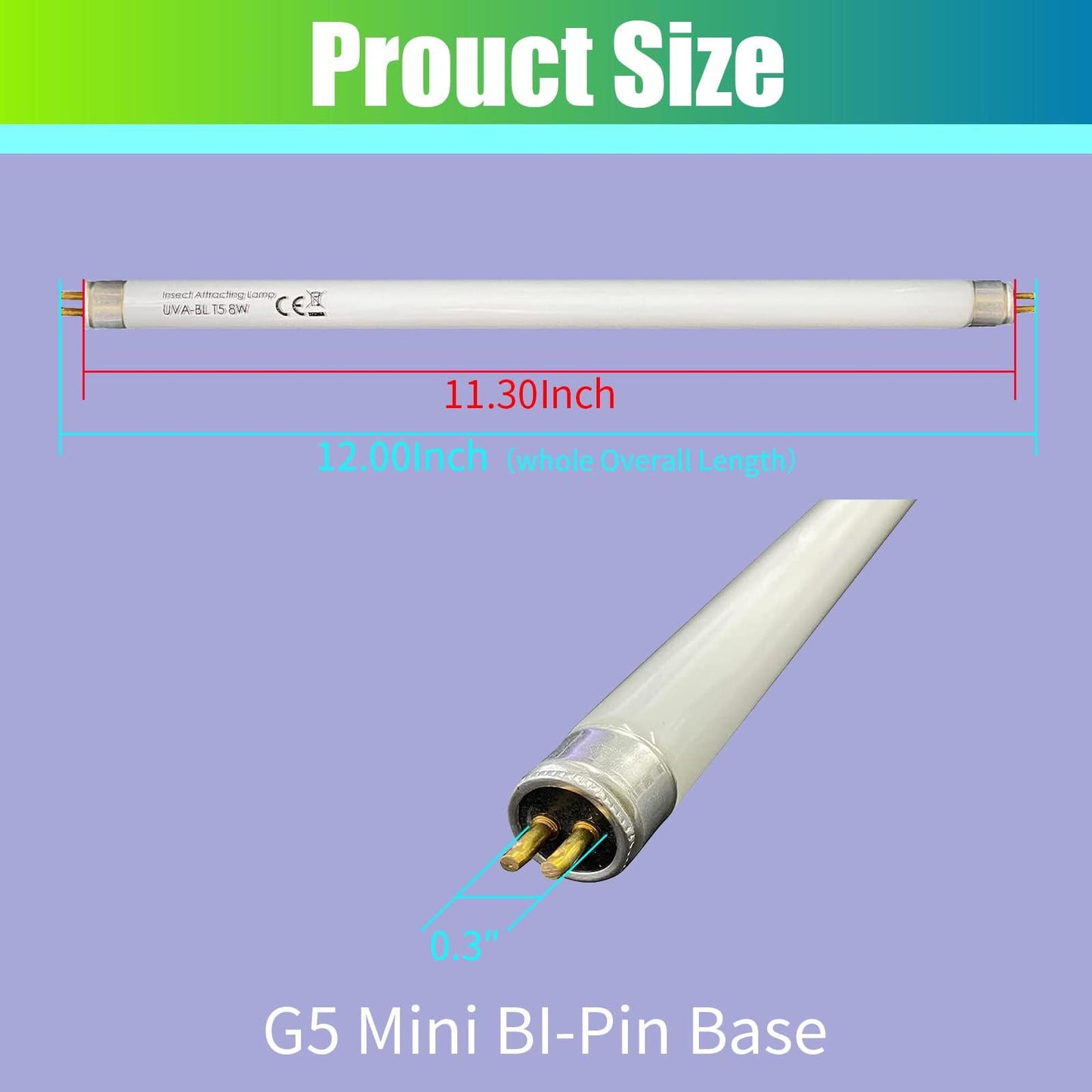 Celiwace 4 Pack T5 8 Watt F8T5 Fluorescent Bulb, BL Black Light Bulb BL368 WS108 Replacement Fluorescent Tube 12 inch