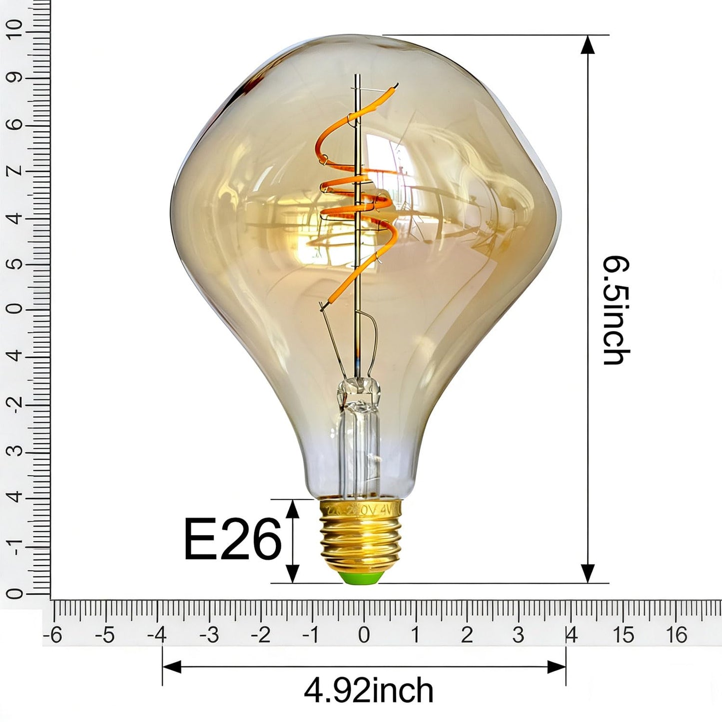 xinfulin Vintage Edison G40 LED Bulb, 4W=25W Equivalent, 200 Lumens, 2000K Warm Amber, Dimmable E26 Base, Irregular Alien Globe Shape, 110-130V