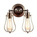 Industrial Wall Sconce Luling Loft Antique Wall Lights Wire Cage Adjustable Socket Edison Vintage Metal Retro Lamp Fixtures for Bedroom Gazebo (No