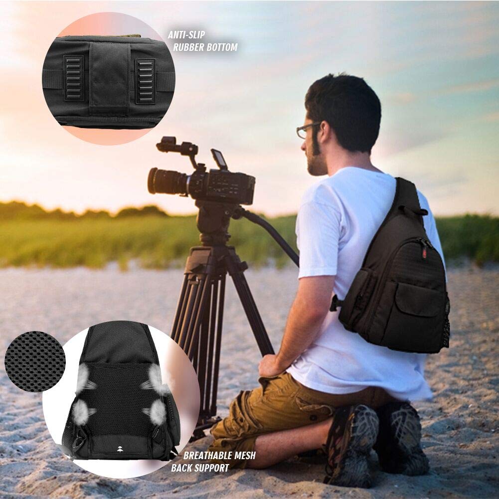 BPAULL DSLR Camera Bag Waterproof Camera Sling Backpack with Rain Cover Outdoor Travel Backpack Camera Bag Case for Laptop Canon Nikon Sony Pentax