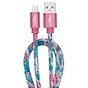 LIQUIPEL Powertek iPad & iPhone Lightning Charger Cable, Fast Charging 6ft MFI, Tie Dye Black (Teal Pink)
